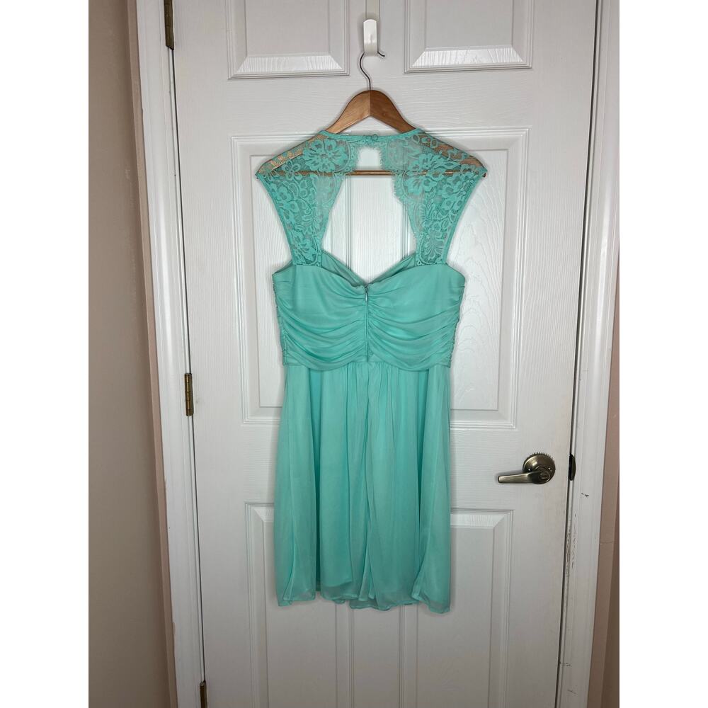 Scarlett Women's Mint Dress Lace Detail Sleeves Pleated Bridesmaid Size 16 - Picture 8 of 15